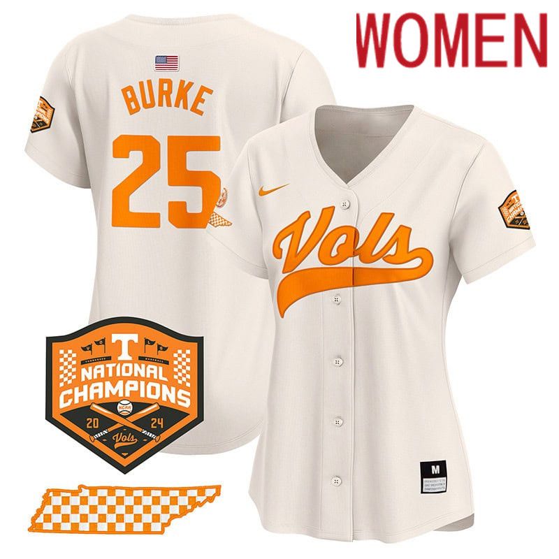 Women Tennessee Volunteers #25 Burke Cream 2024 Nike Champions Vapor Premier Limited NCAA Jersey